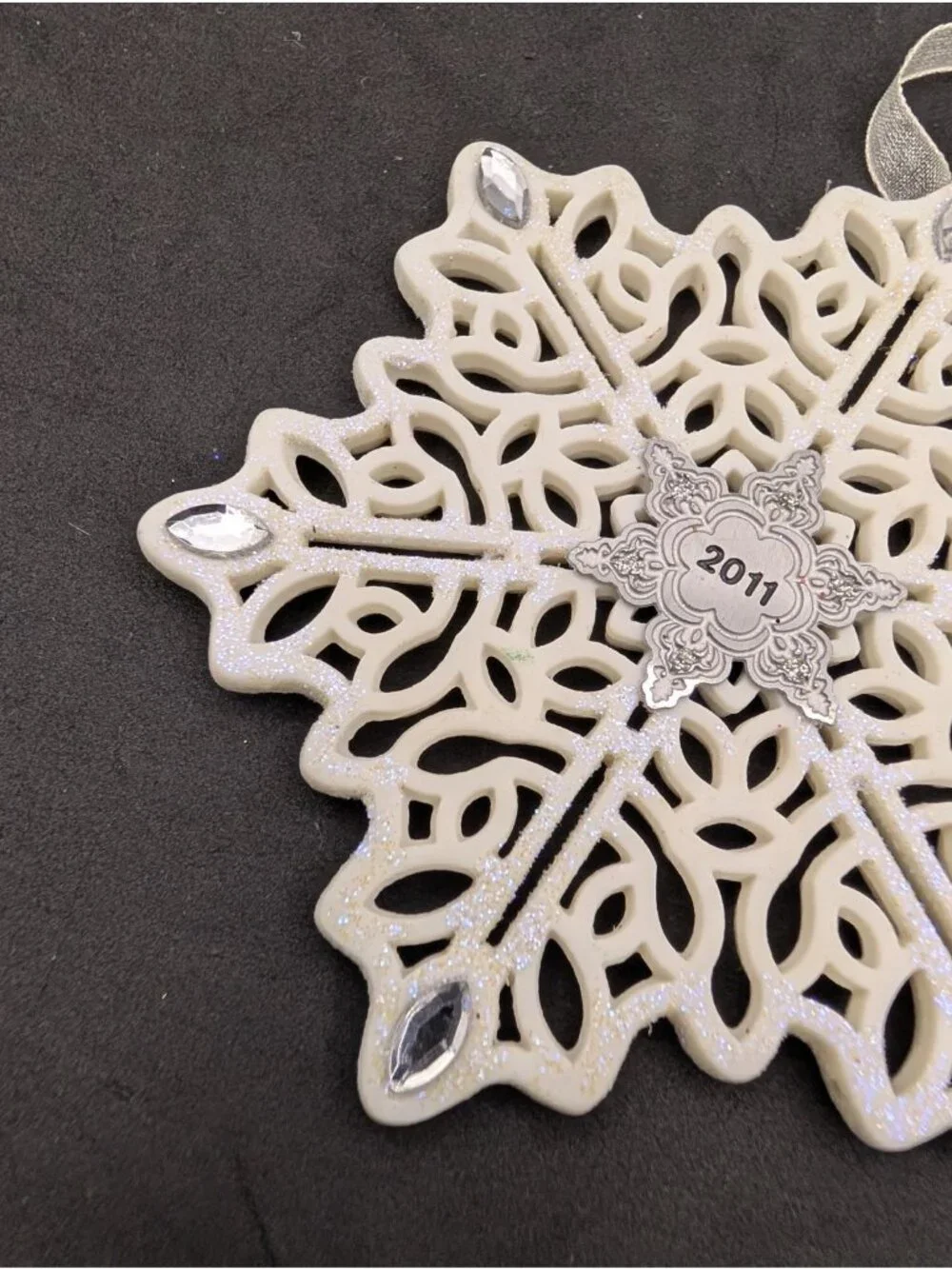 Hallmark Keepsake Ornament 2011 Snowflake Bisque Porcelain Rhinestones